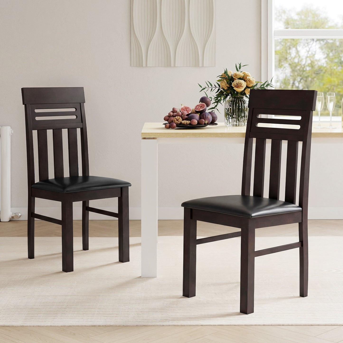 Dining Chairs High Back Dining Room Chairs Set of 2, Brown Dining Chairs at Gallery Canada