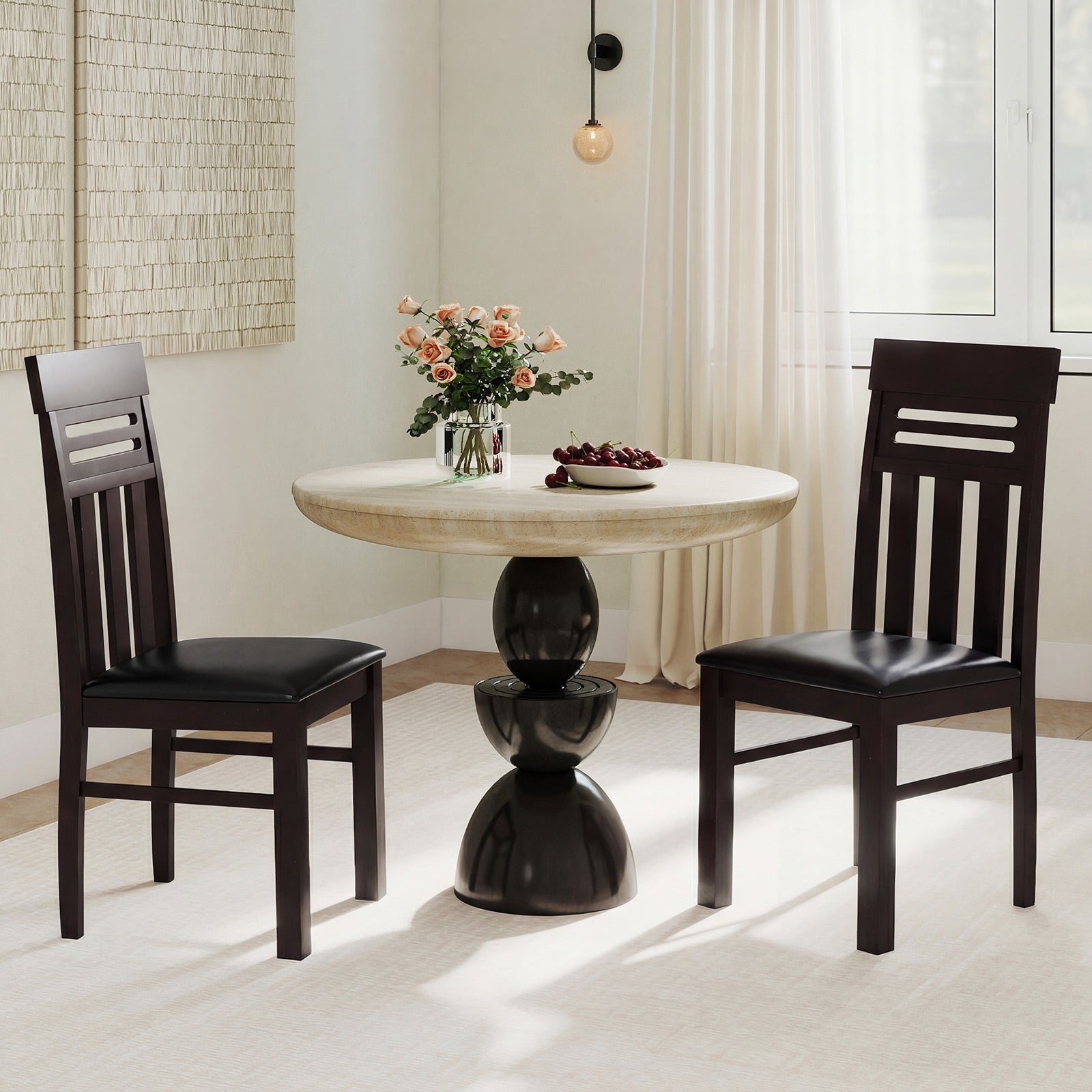 Dining Chairs High Back Dining Room Chairs Set of 2, Brown Dining Chairs at Gallery Canada
