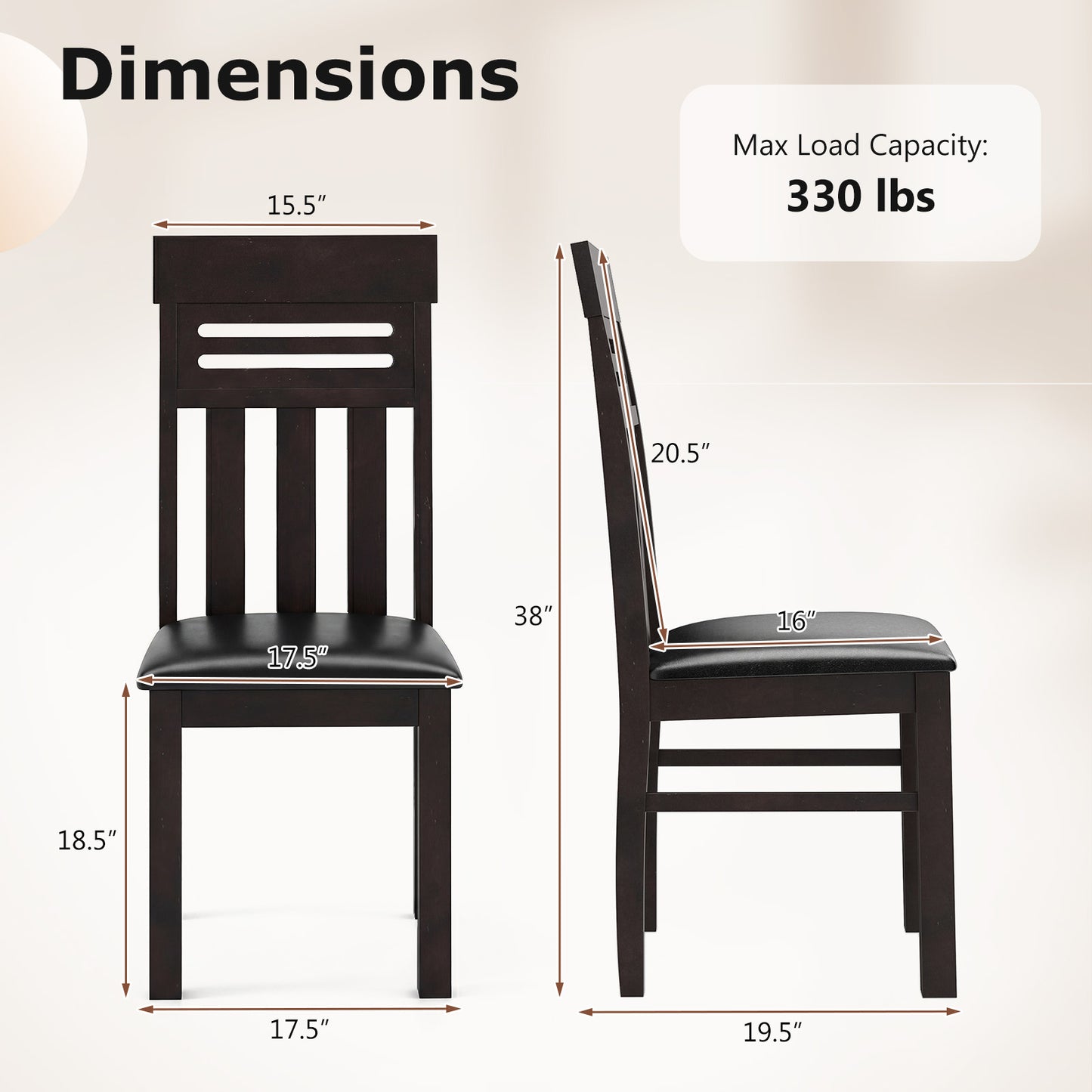 Dining Chairs High Back Dining Room Chairs Set of 2, Brown Dining Chairs at Gallery Canada