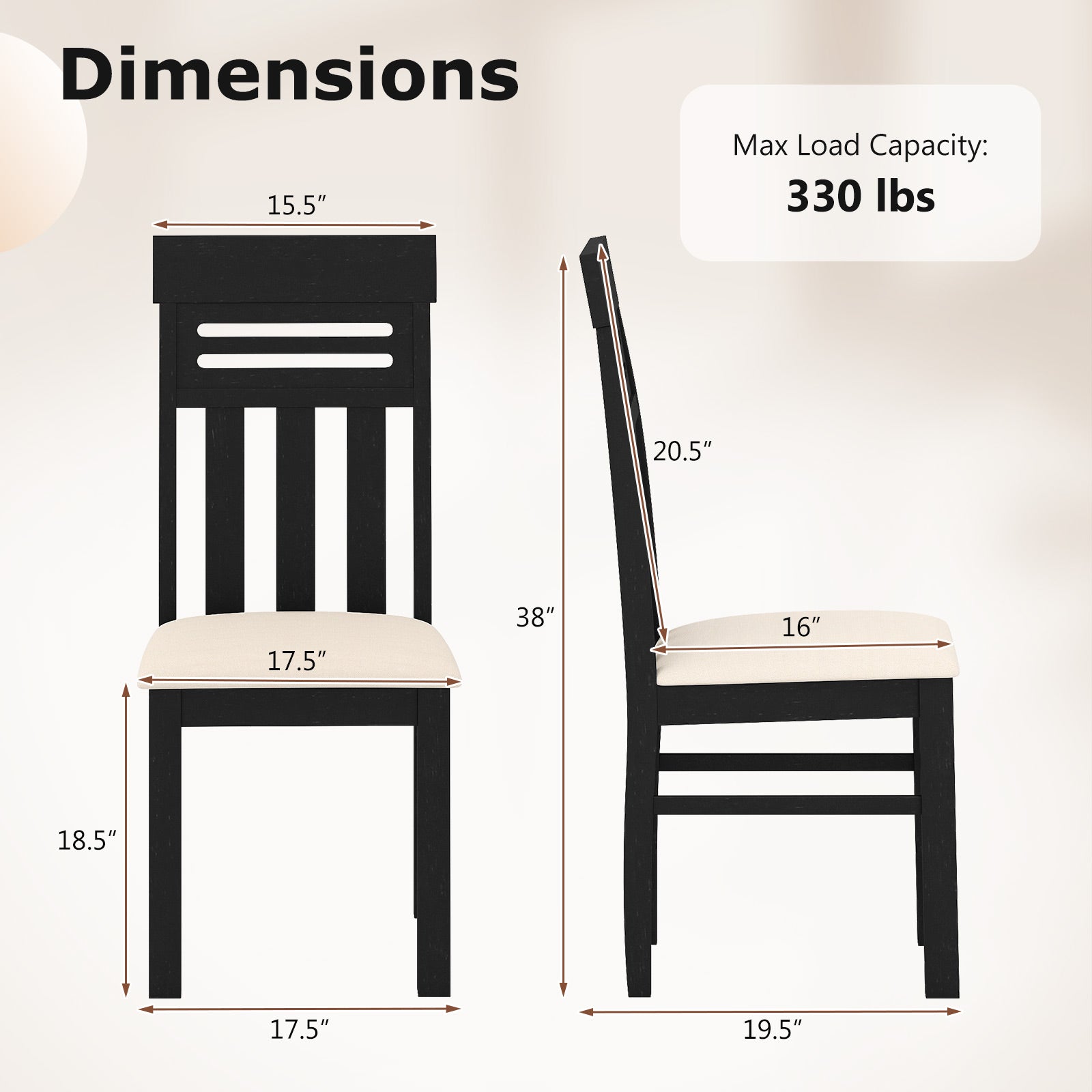 Dining Chairs High Back Dining Room Chairs Set of 2, Black Dining Chairs at Gallery Canada