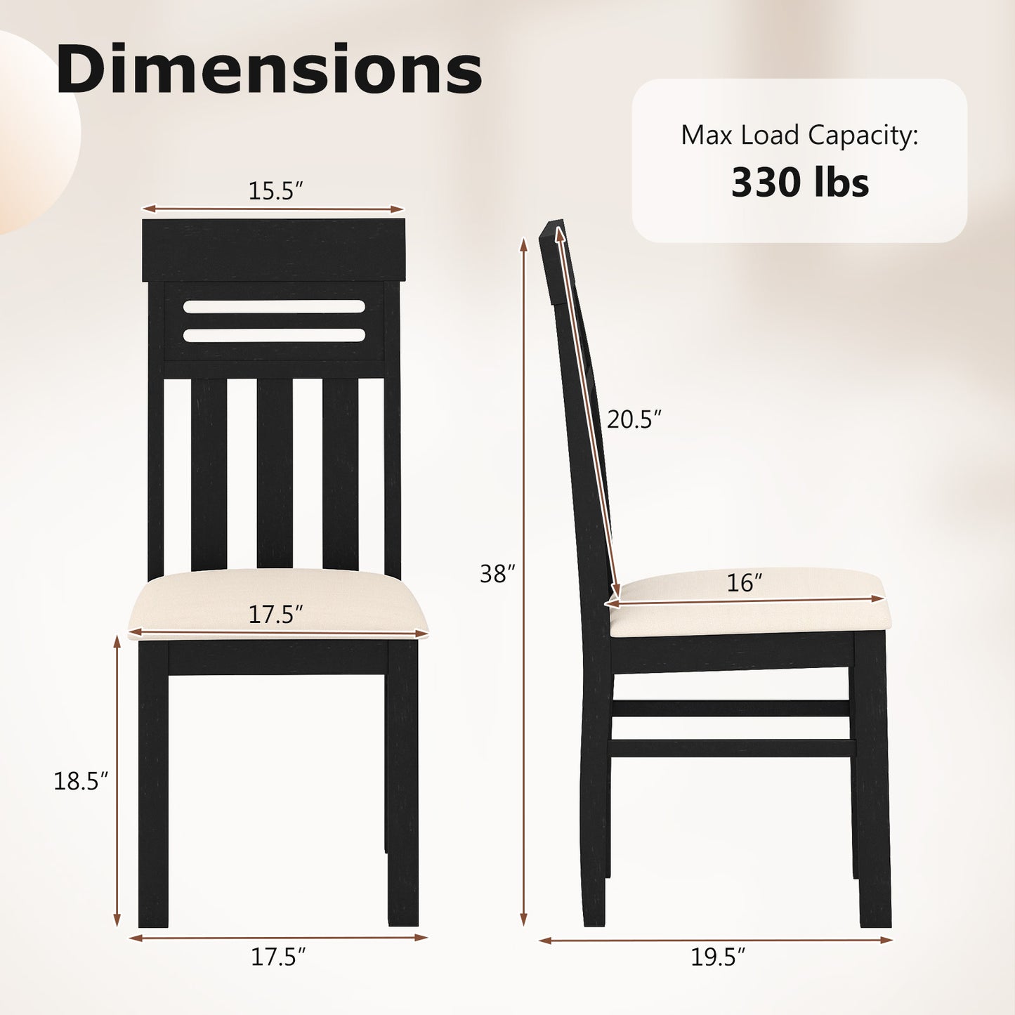 Dining Chairs High Back Dining Room Chairs Set of 2, Black Dining Chairs at Gallery Canada