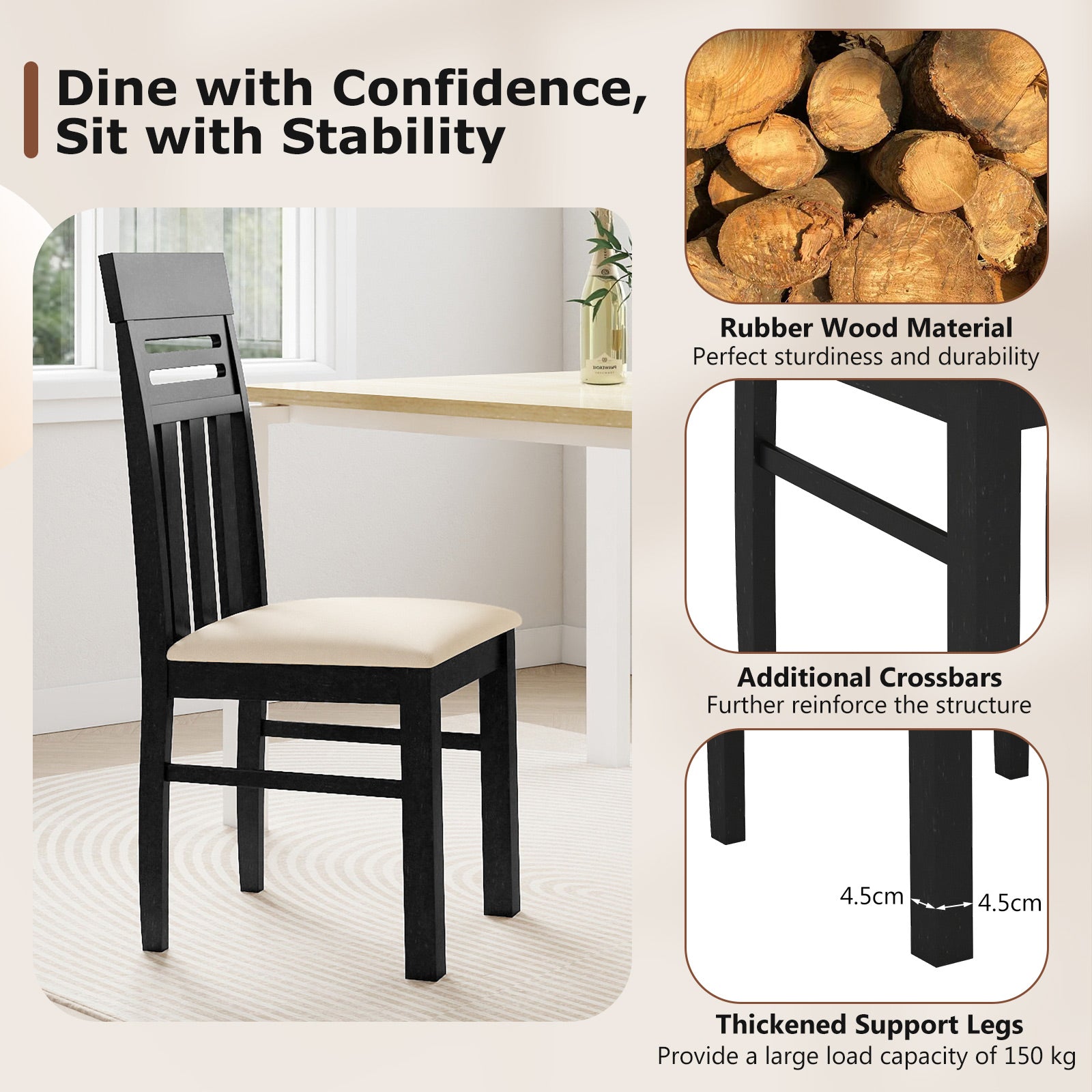 Dining Chairs High Back Dining Room Chairs Set of 2, Black Dining Chairs at Gallery Canada