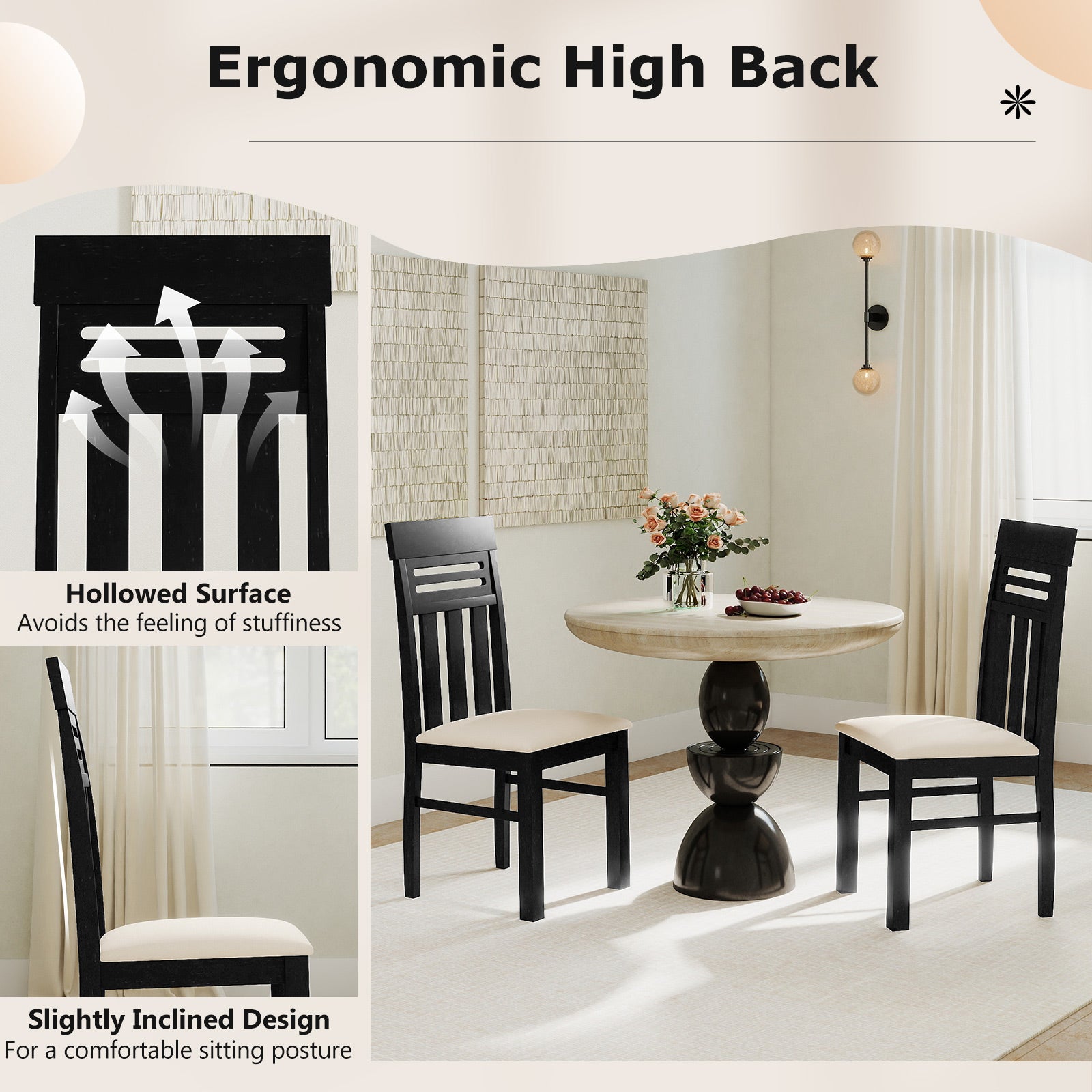 Dining Chairs High Back Dining Room Chairs Set of 2, Black Dining Chairs at Gallery Canada
