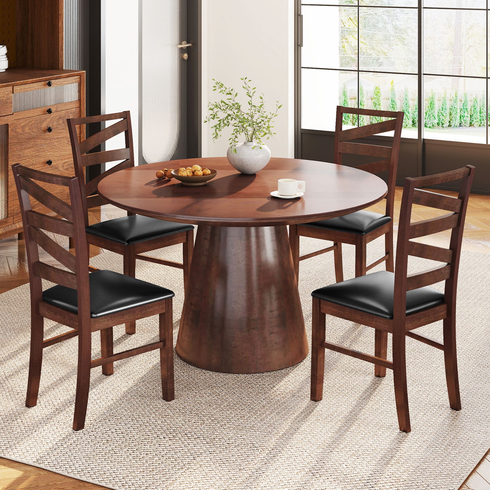 Dining Chairs Set of 2 Kitchen Side Chairs with Rubber Wood Legs, Walnut Dining Chairs at Gallery Canada