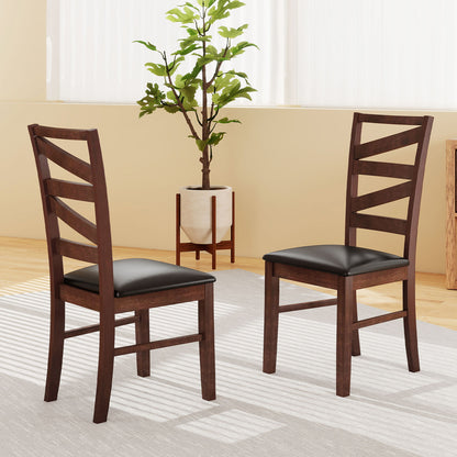 Dining Chairs Set of 2 Kitchen Side Chairs with Rubber Wood Legs, Walnut Dining Chairs at Gallery Canada