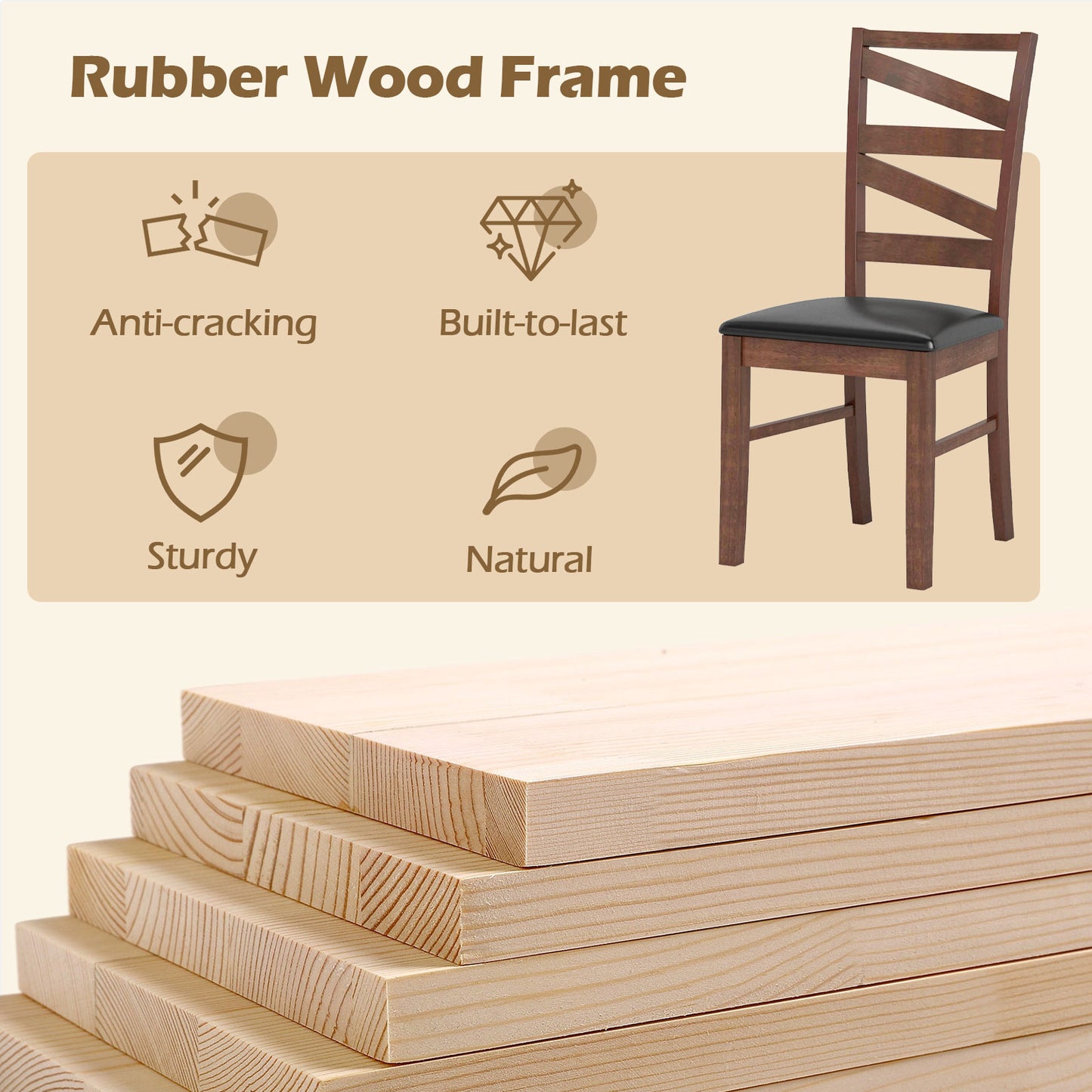 Dining Chairs Set of 2 Kitchen Side Chairs with Rubber Wood Legs, Walnut Dining Chairs at Gallery Canada