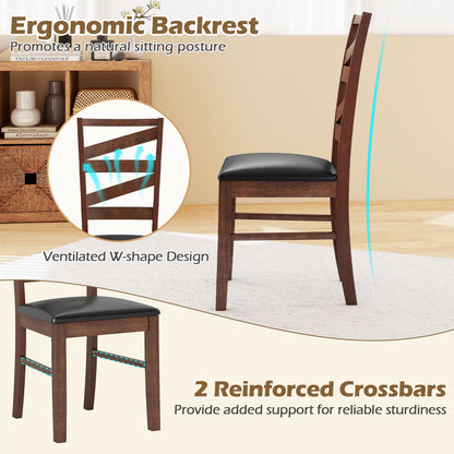 Dining Chairs Set of 2 Kitchen Side Chairs with Rubber Wood Legs, Walnut Dining Chairs at Gallery Canada