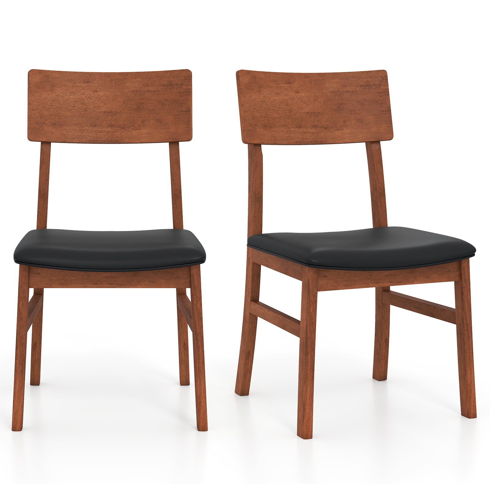 Dining Chairs Set Of 2, Rubber Wood Legs, Faux Leather Seat, Black Dining Chairs Black at Gallery Canada