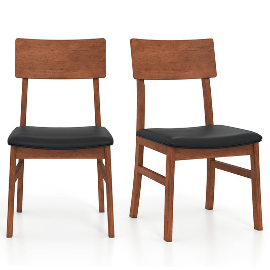 Dining Chairs Set Of 2, Rubber Wood Legs, Faux Leather Seat, Black Dining Chairs Black at Gallery Canada