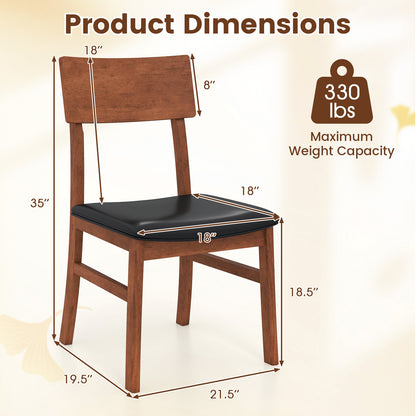 Dining Chairs Set of 2 with Rubber Wood Legs and Faux Leather Upholstered Seat, Black Dining Chairs at Gallery Canada