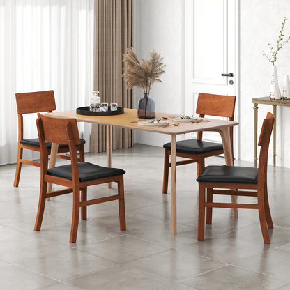 Dining Chairs Set of 2 with Rubber Wood Legs and Faux Leather Upholstered Seat, Black Dining Chairs at Gallery Canada