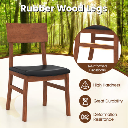 Dining Chairs Set of 2 with Rubber Wood Legs and Faux Leather Upholstered Seat, Black Dining Chairs at Gallery Canada