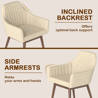 Dining Chairs Set of 2 Upholstered Accent Chairs with Comfy Padded Backrest and Seat, Beige Dining Chairs at Gallery Canada