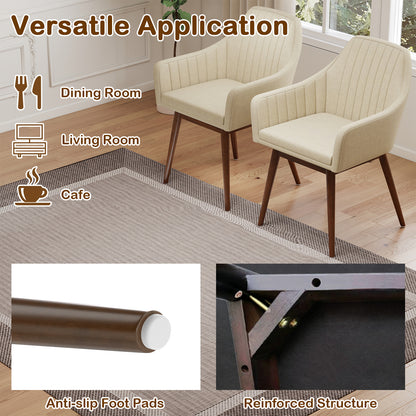 Dining Chairs Set of 2 Upholstered Accent Chairs with Comfy Padded Backrest and Seat, Beige Dining Chairs at Gallery Canada