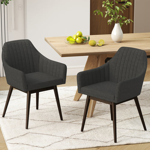 Dining Chairs Set of 2 Upholstered Accent Chairs with Comfy Padded Backrest and Seat, Black