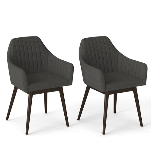Dining Chairs Set of 2 Upholstered Accent Chairs with Comfy Padded Backrest and Seat, Black