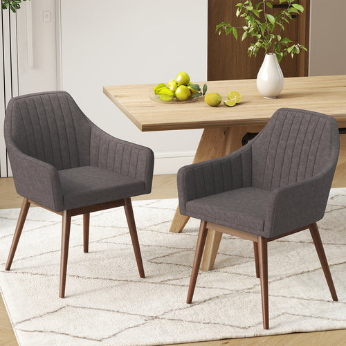 Dining Chairs Set of 2 Upholstered Accent Chairs with Comfy Padded Backrest and Seat, Gray