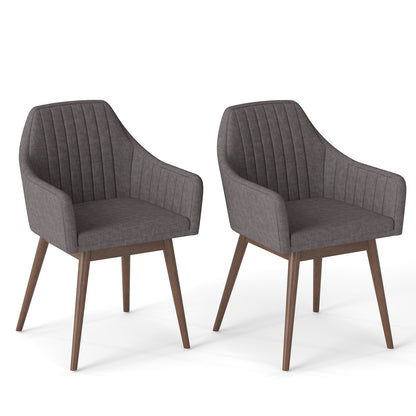 Dining Chairs Set of 2 Upholstered Accent Chairs with Comfy Padded Backrest and Seat, Gray Dining Chairs Gray at Gallery Canada