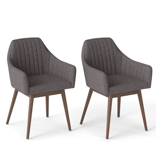 Upholstered Dining Chairs Set of 2, Comfy Padded Backrest and Seat, Gray
