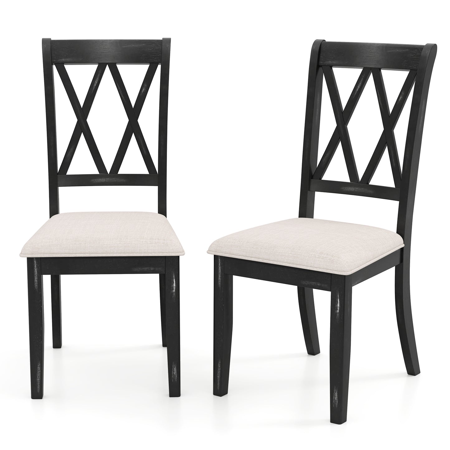 Dining Chairs Set of 2 Kitchen Side Chairs with Curved Cross Back, Beige Dining Chairs at Gallery Canada