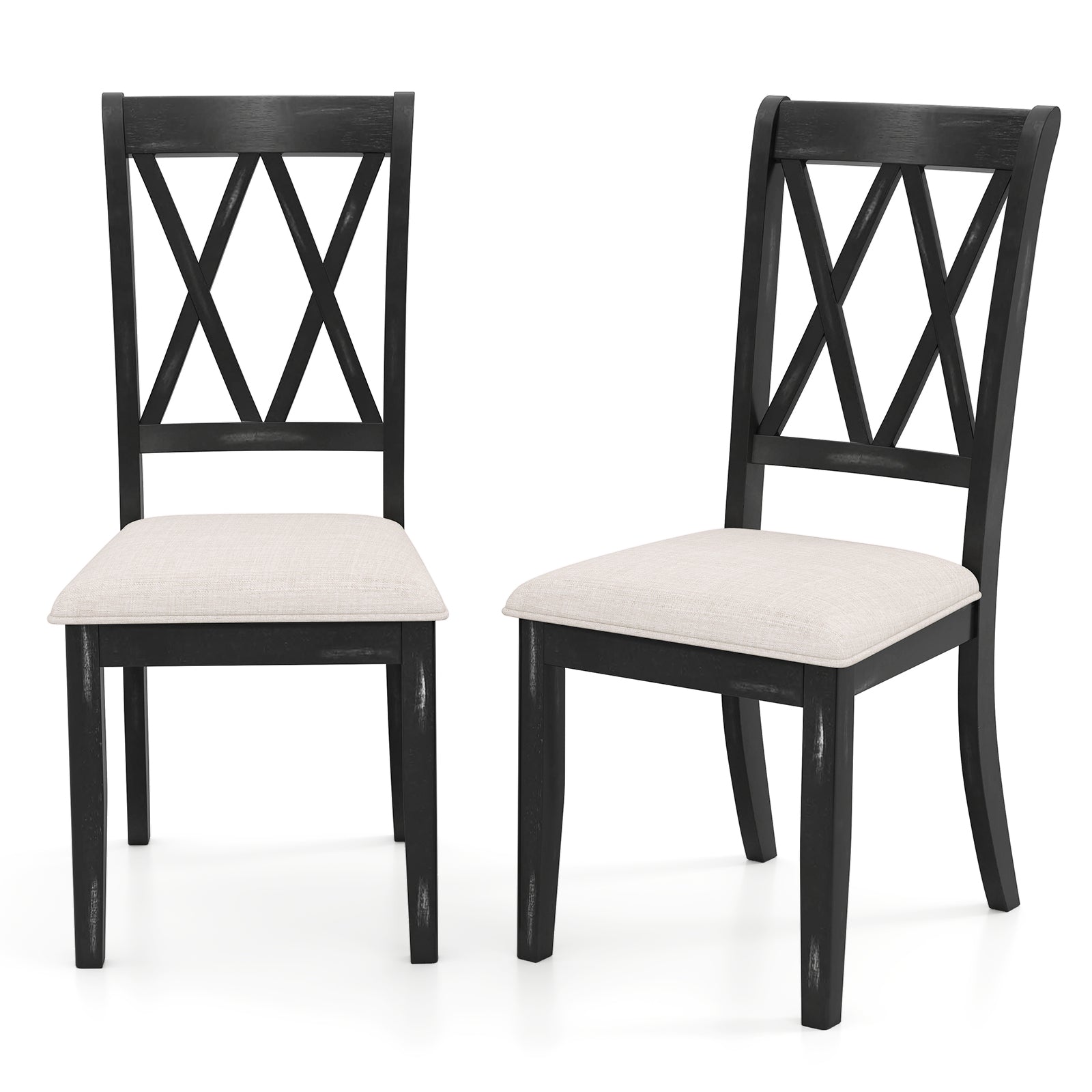 Dining Chairs Set of 2 Kitchen Side Chairs with Curved Cross Back, Beige Dining Chairs at Gallery Canada