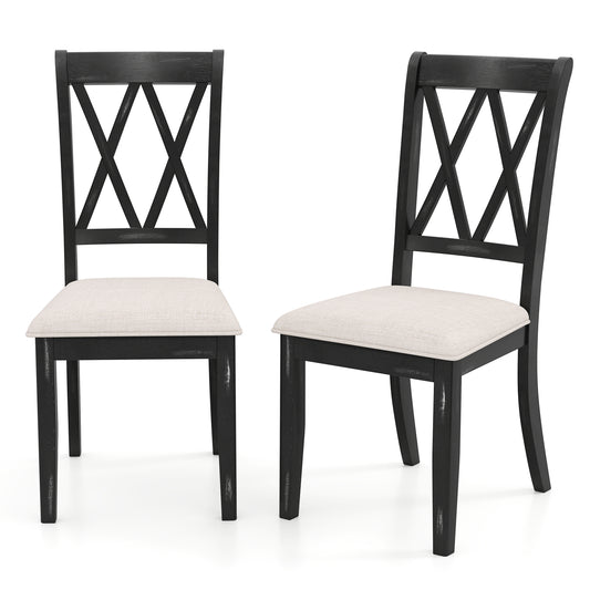 Dining Chairs Set Of 2, Kitchen Side Chairs, Curved Cross Back, Beige Dining Chairs Beige at Gallery Canada