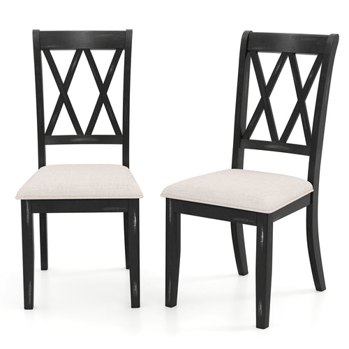Dining Chairs Set Of 2, Kitchen Side Chairs, Curved Cross Back, Beige