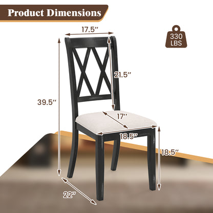 Dining Chairs Set of 2 Kitchen Side Chairs with Curved Cross Back, Beige Dining Chairs at Gallery Canada