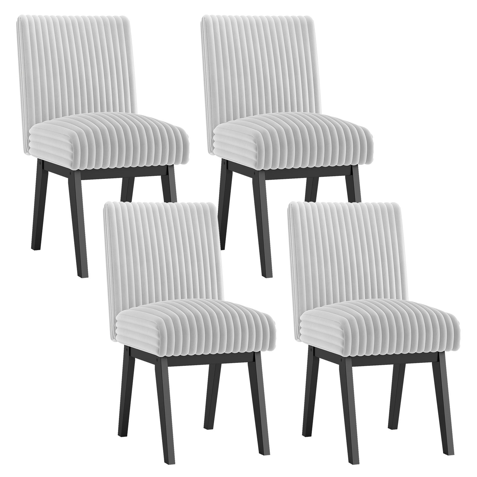 Dining Chairs Set of 2/4 Fabric Upholstered Kitchen Chairs w/ Padded Seat Rubber Wood Legs & Channel Tufted Backrest Modern Armless Side Chairs for Living Room Dining Room Restaurant, Black & Gray Dining Chairs Black & Gray at Gallery Canada