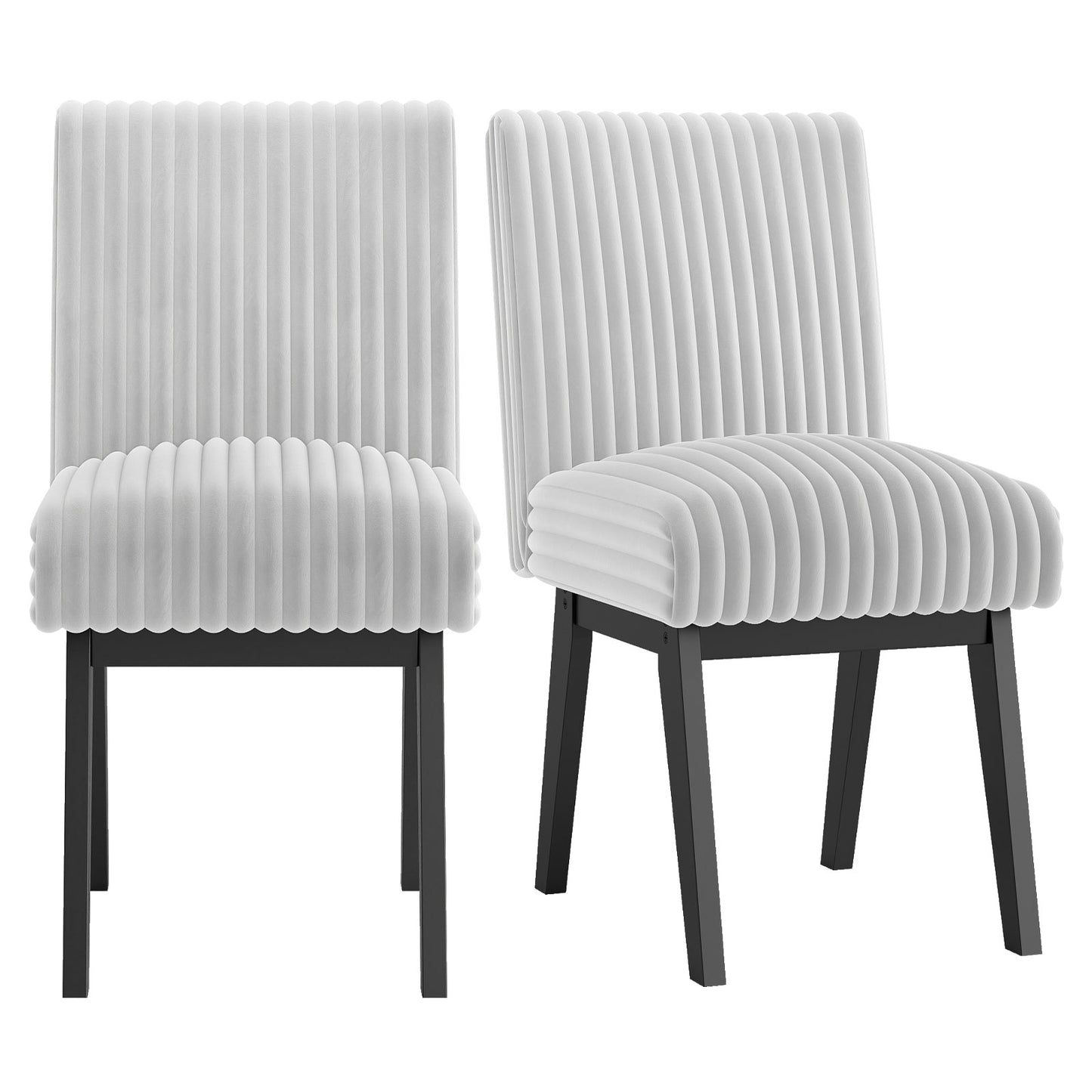 Dining Chairs Set of 2 Fabric Upholstered Kitchen Chairs with Padded Seatand Rubber Wood Legs-Grey, Black & Gray Dining Chairs Black & Gray at Gallery Canada