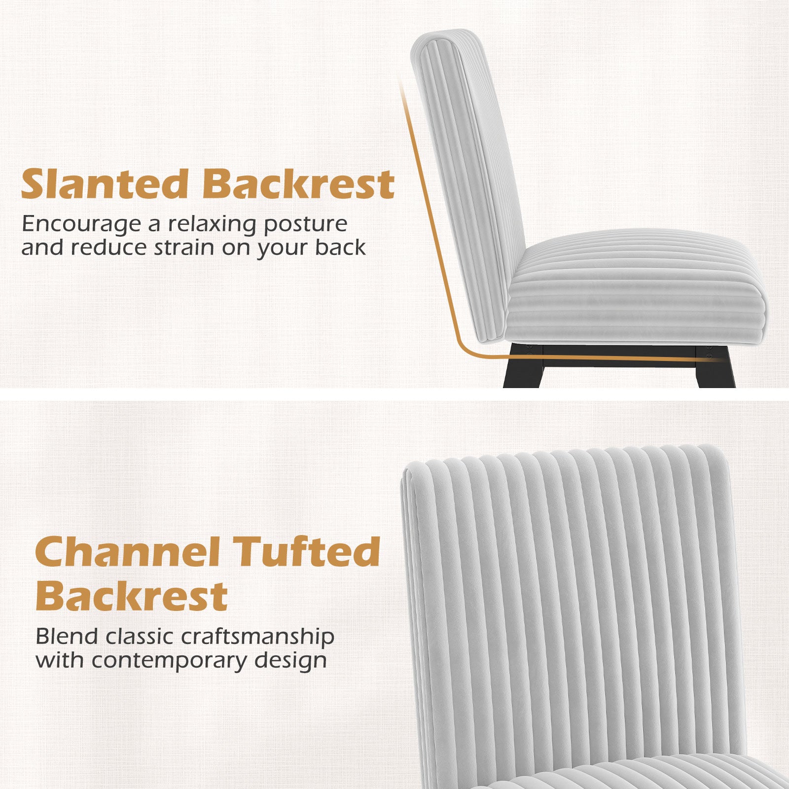 Dining Chairs Set of 2 Fabric Upholstered Kitchen Chairs with Padded Seatand Rubber Wood Legs-Grey, Black & Gray Dining Chairs at Gallery Canada