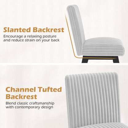 Dining Chairs Set of 2 Fabric Upholstered Kitchen Chairs with Padded Seatand Rubber Wood Legs-Grey, Black & Gray Dining Chairs at Gallery Canada