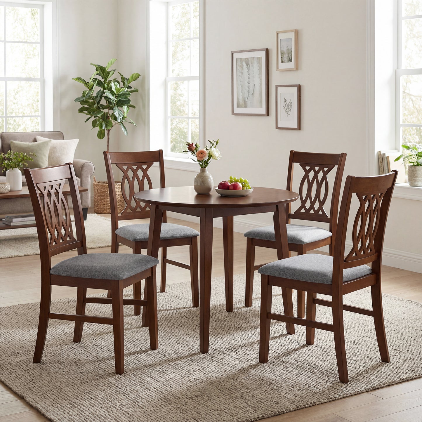Set of 2 Dining Chairs with Padded Seat, Walnut Dining Chairs at Gallery Canada
