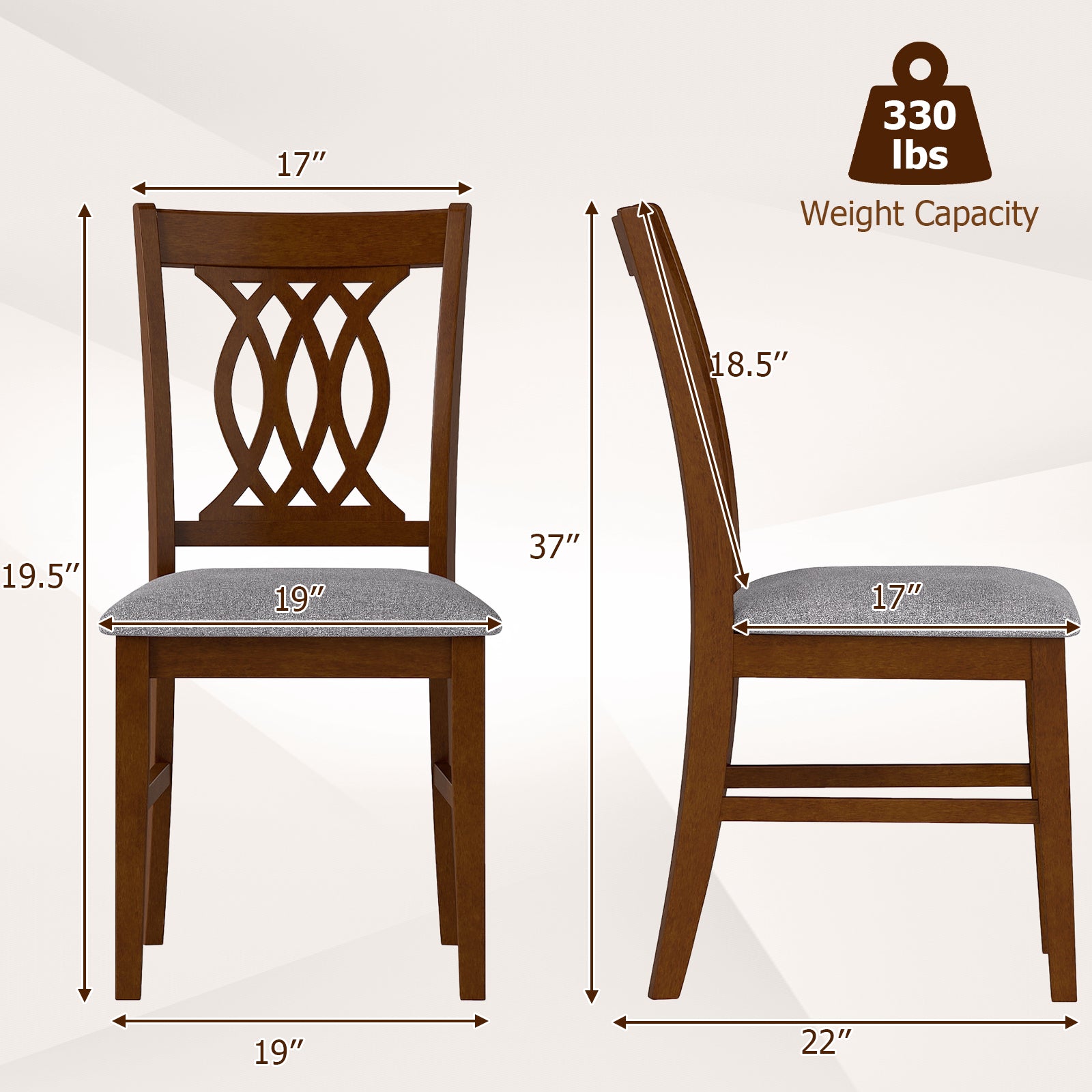 Set of 2 Dining Chairs with Padded Seat, Walnut Dining Chairs at Gallery Canada