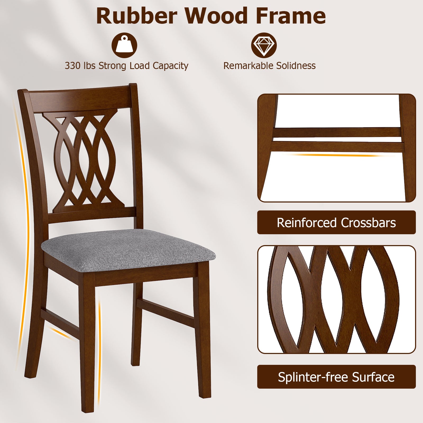 Set of 2 Dining Chairs with Padded Seat, Walnut Dining Chairs at Gallery Canada