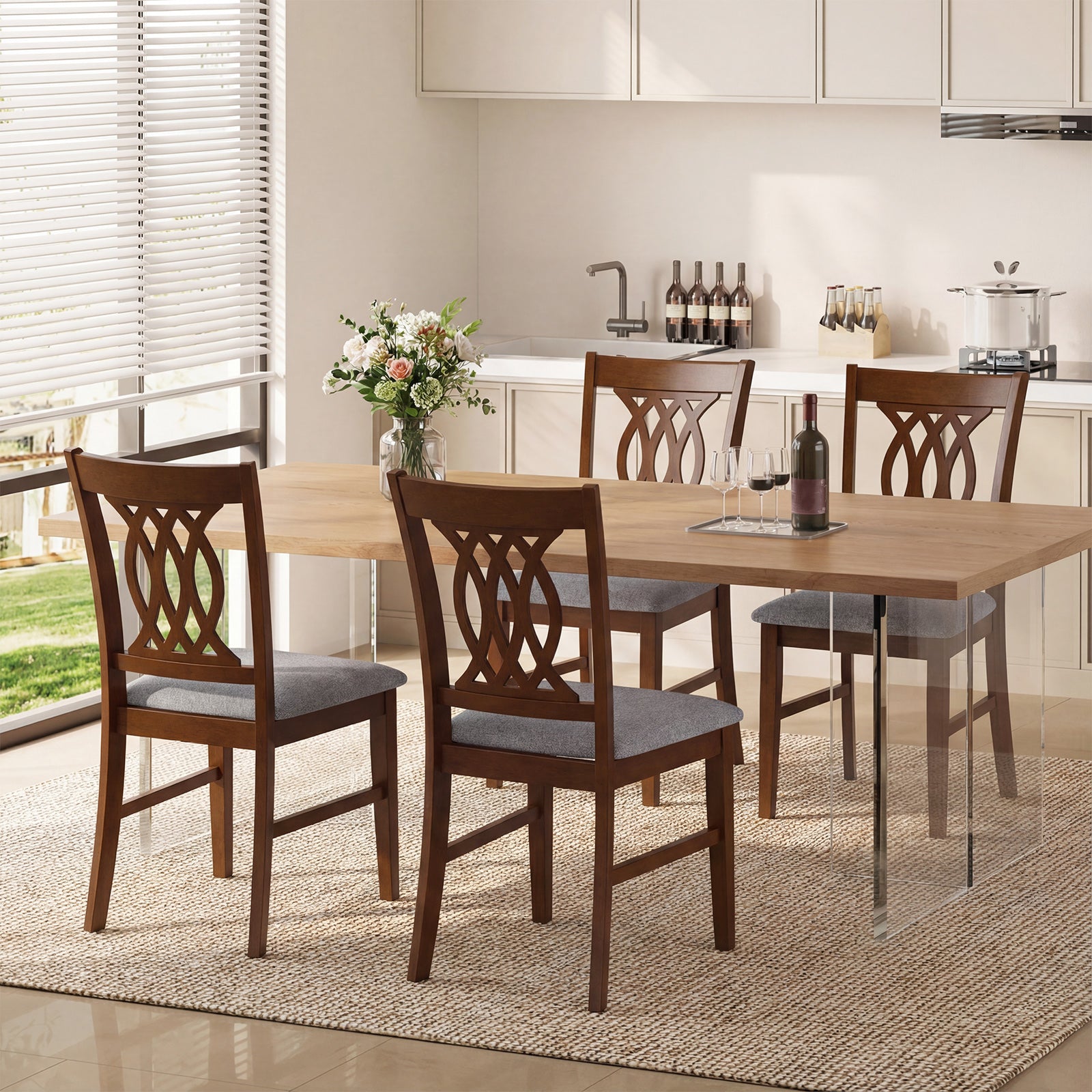 Set of 2 Dining Chairs with Padded Seat, Walnut Dining Chairs at Gallery Canada