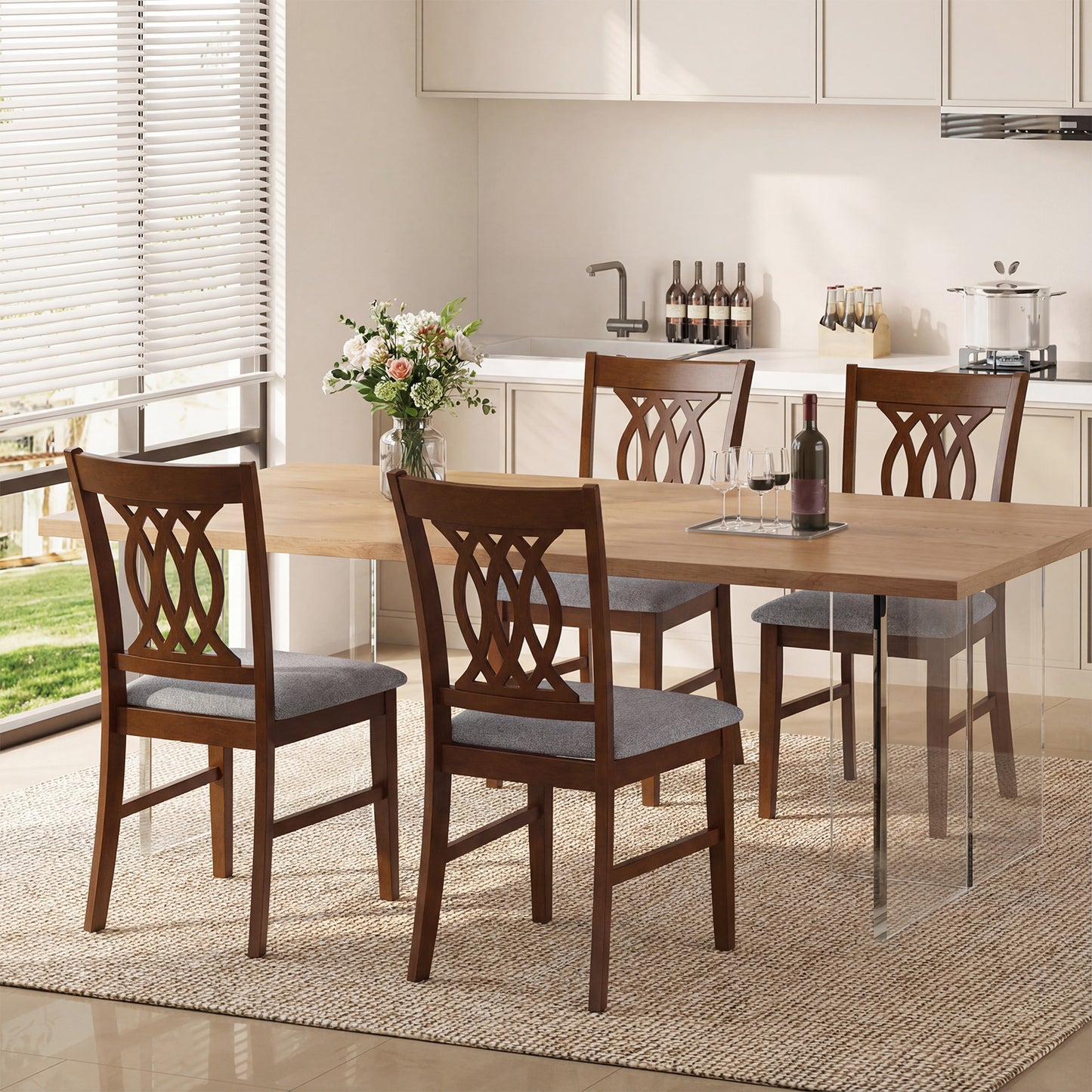 Set of 2 Dining Chairs with Padded Seat, Walnut Dining Chairs at Gallery Canada
