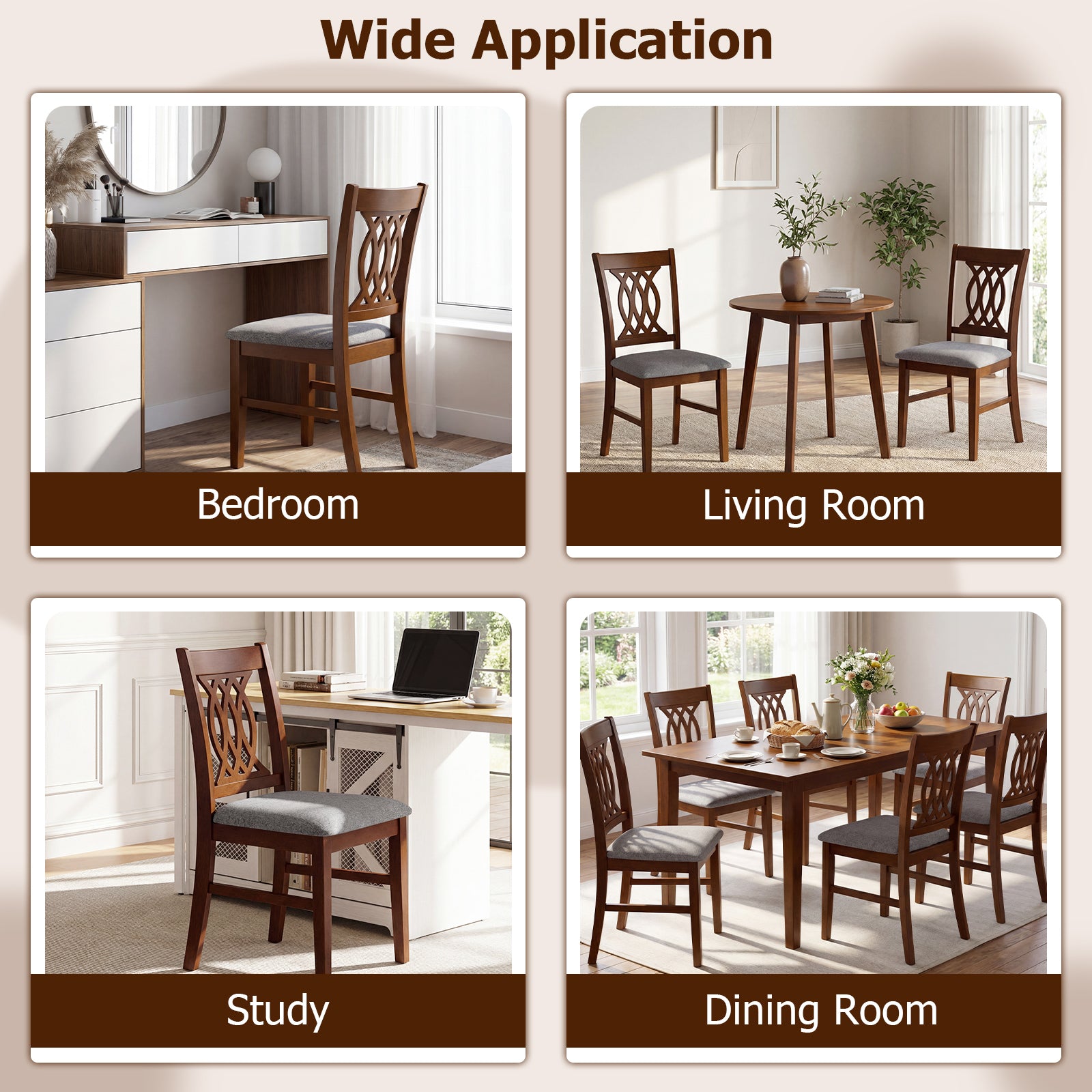 Set of 2 Dining Chairs with Padded Seat, Walnut Dining Chairs at Gallery Canada
