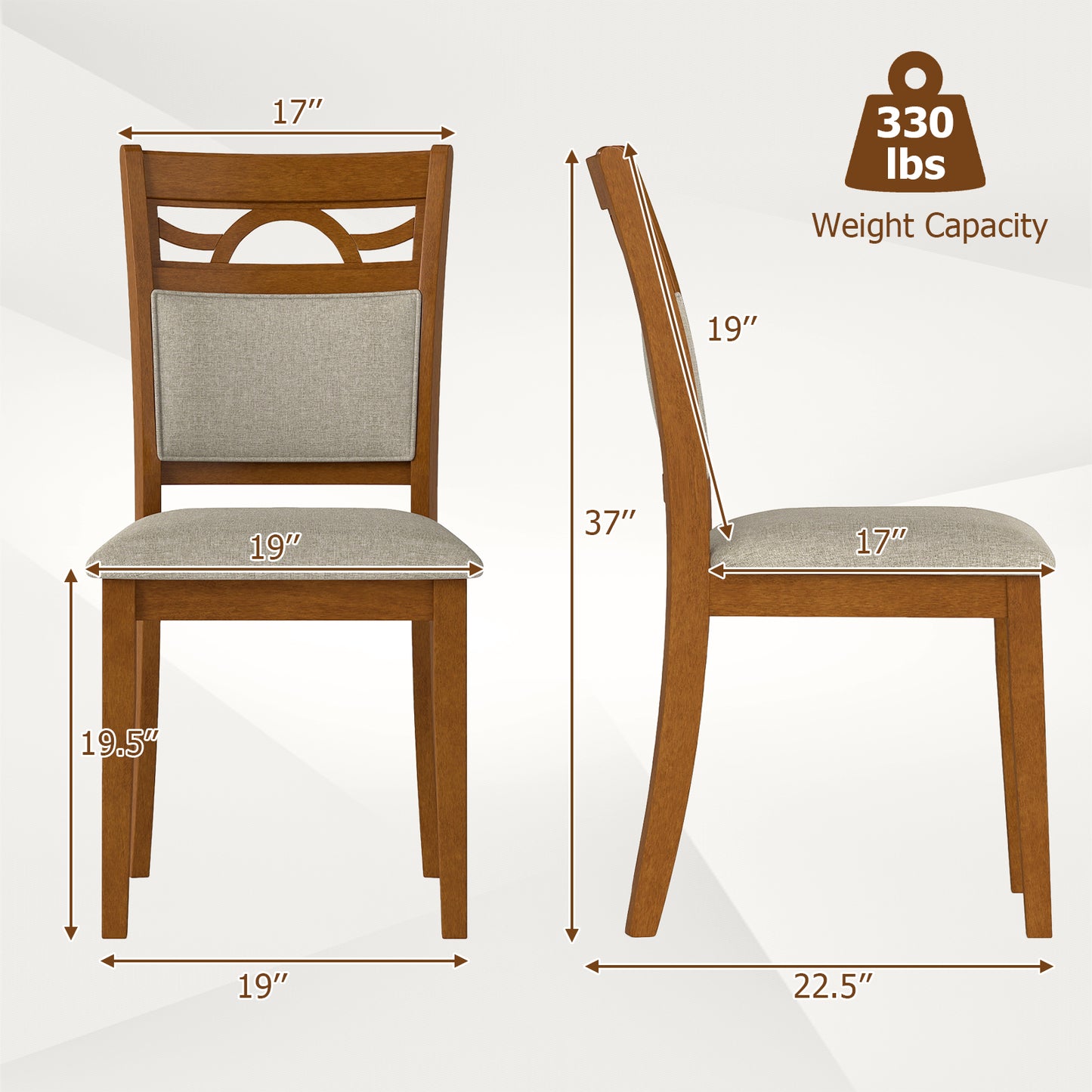 Set of 2 Dining Chairs, Rubber Wood Frame Dining Chairs at Gallery Canada