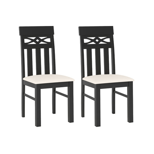 Dining Chairs Set of 2 High Back Dining Room Chairs with Padded Seat and Rubber Wood Frame, Black Dining Chairs Black at Gallery Canada