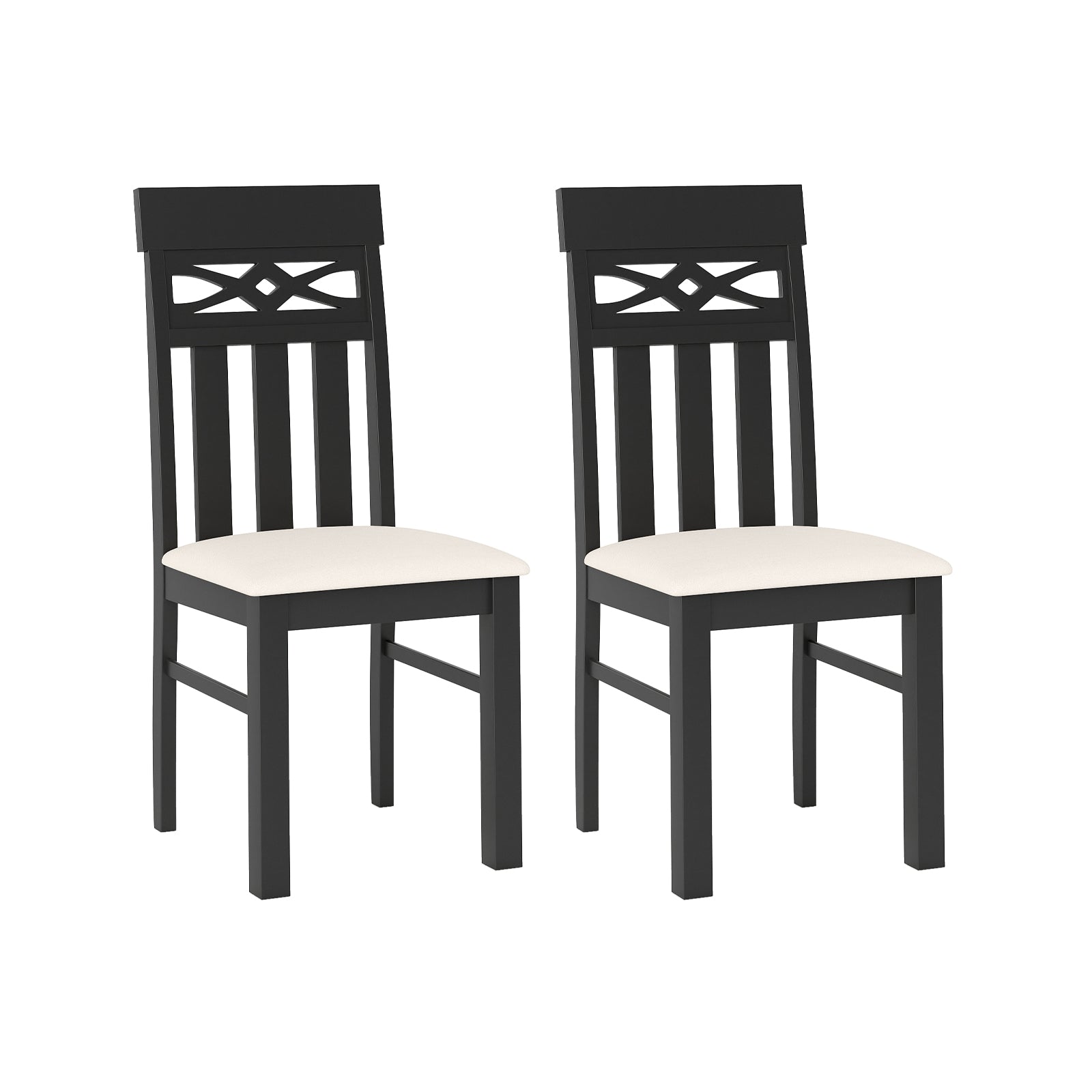 Dining Chairs Set of 2 High Back Dining Room Chairs with Padded Seat and Rubber Wood Frame, Black Dining Chairs Black at Gallery Canada