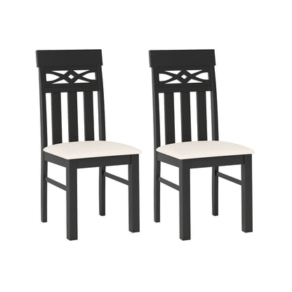 Dining Chairs Set of 2 High Back Dining Room Chairs with Padded Seat and Rubber Wood Frame, Black Dining Chairs Black at Gallery Canada