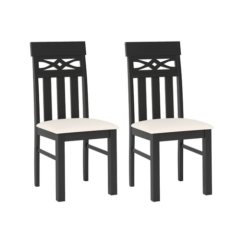 Dining Chairs Set of 2 High Back Dining Room Chairs with Padded Seat and Rubber Wood Frame, Black