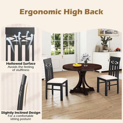 Dining Chairs Set of 2 High Back Dining Room Chairs with Padded Seat and Rubber Wood Frame, Black Dining Chairs at Gallery Canada