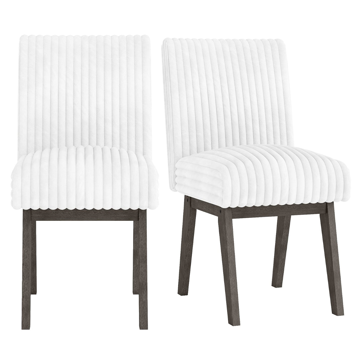 Dining Chairs Set of 2 Fabric Upholstered Kitchen Chairs with Padded Seatand Rubber Wood Legs-Grey, Black & Gray Dining Chairs Black & Gray at Gallery Canada