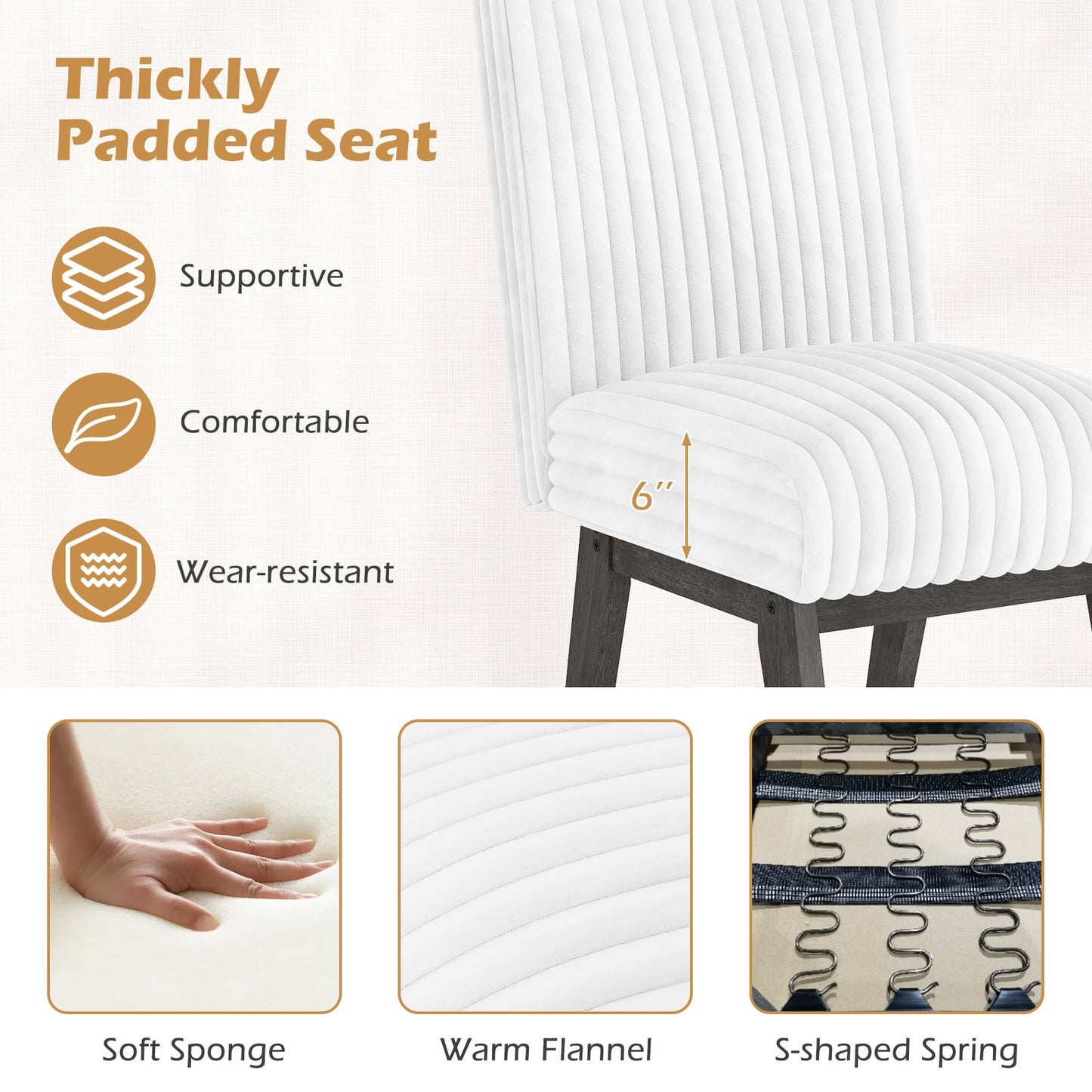 Dining Chairs Set of 2 Fabric Upholstered Kitchen Chairs with Padded Seatand Rubber Wood Legs-Grey, Black & Gray Dining Chairs at Gallery Canada