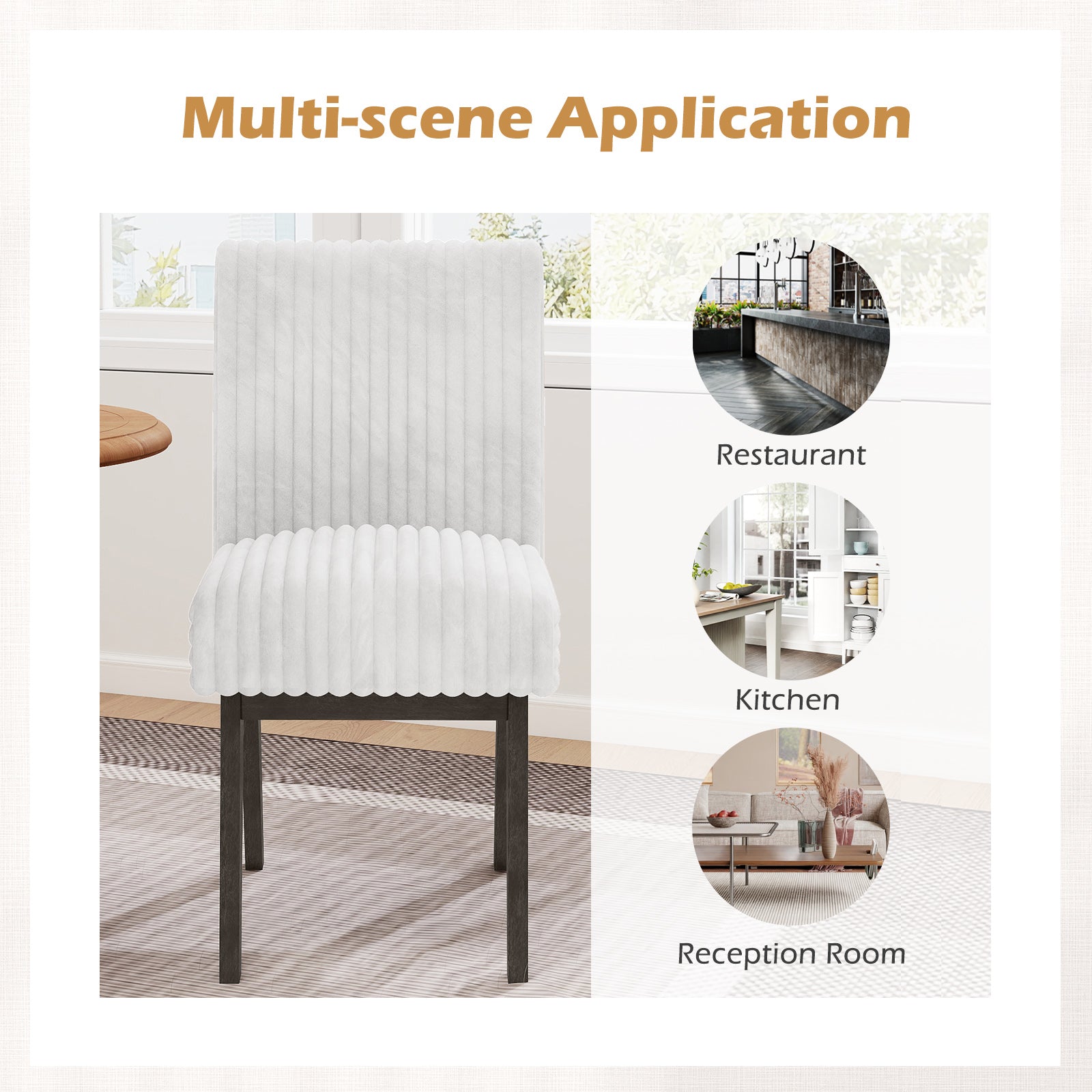 Dining Chairs Set of 2 Fabric Upholstered Kitchen Chairs with Padded Seatand Rubber Wood Legs-Grey, Black & Gray Dining Chairs at Gallery Canada