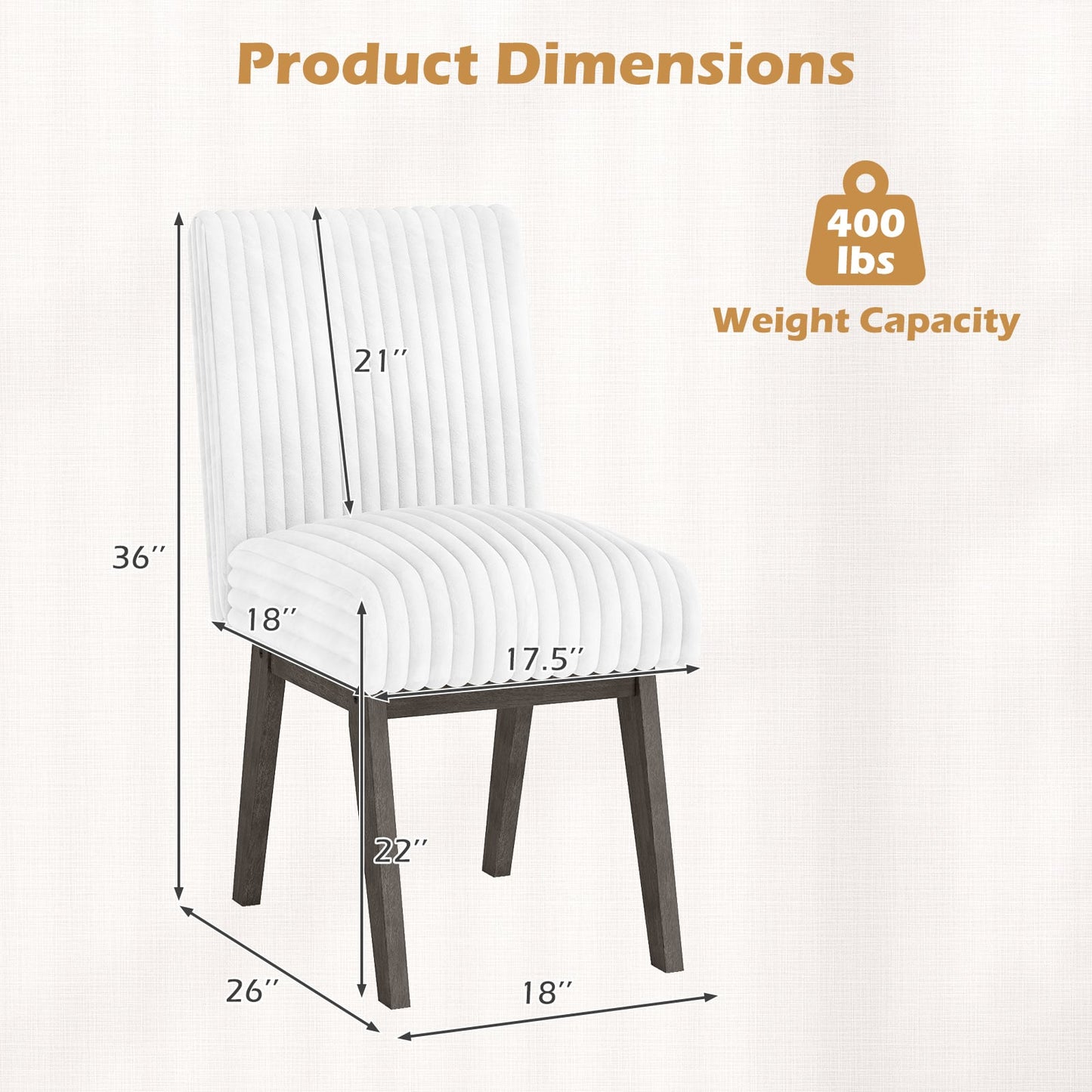 Dining Chairs Set of 2 Fabric Upholstered Kitchen Chairs with Padded Seatand Rubber Wood Legs-Grey, Black & Gray Dining Chairs at Gallery Canada