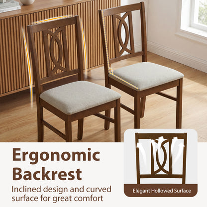 Dining Chairs Set of 2, Rubber Wood, Hollowed Backrest, Walnut Dining Chairs at Gallery Canada