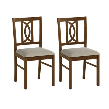 Dining Chairs Set of 2, Rubber Wood, Hollowed Backrest, Walnut Dining Chairs Walnut at Gallery Canada